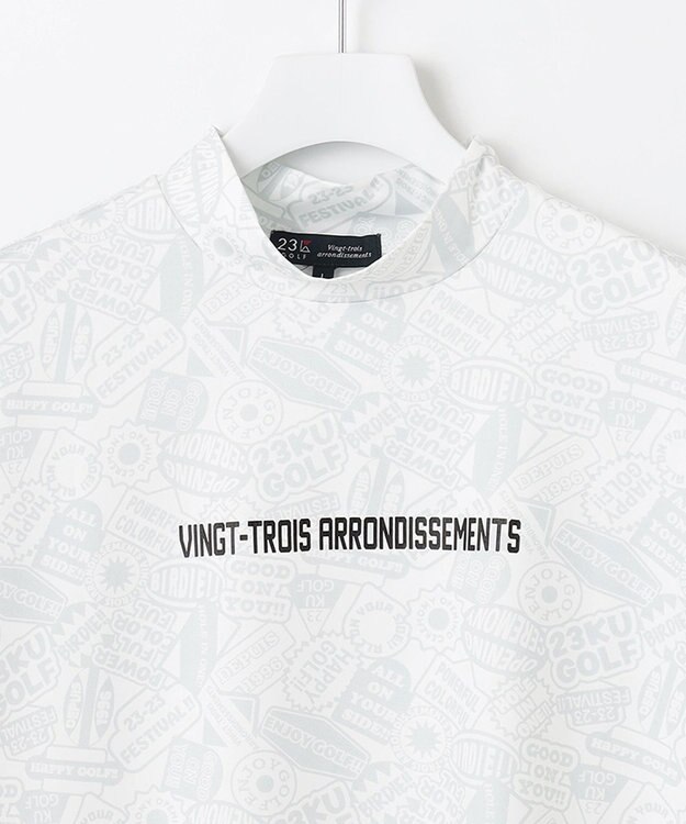 23区GOLF 【MEN】【吸水速乾・UVケア】ステッカープリント モックネックシャツ ホワイト系4