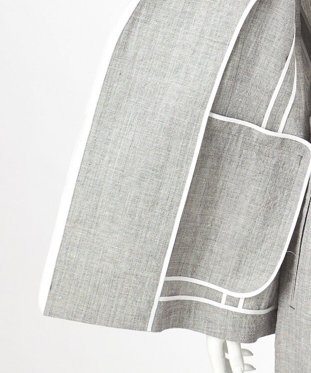 23区 【GOLD LABEL】ウールリネン ノーカラー ジャケット グレー系