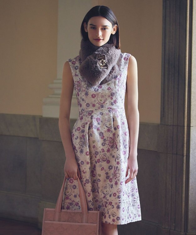 TOCCA BIJOUX FUR TIPPET ティペット ライトグレー系