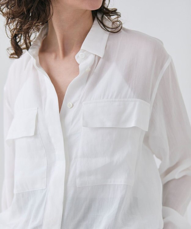BEIGE， 【洗える・Precious 6月号掲載】PAULINE / ビックポケットドロストリネンブラウス White