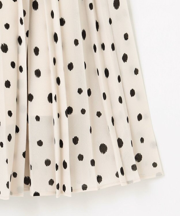 自由区 【セットアップ可】ドットプリント プリーツスカート ベージュ系5