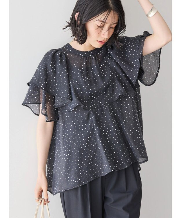 AMERICAN HOLIC 接触冷感シアーフリルブラウス Dot