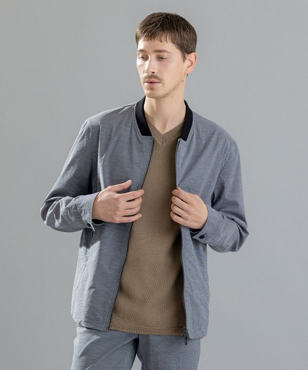 JOSEPH HOMME スーパーストレッチウェザー　ジップアップブルゾン ライトグレー系