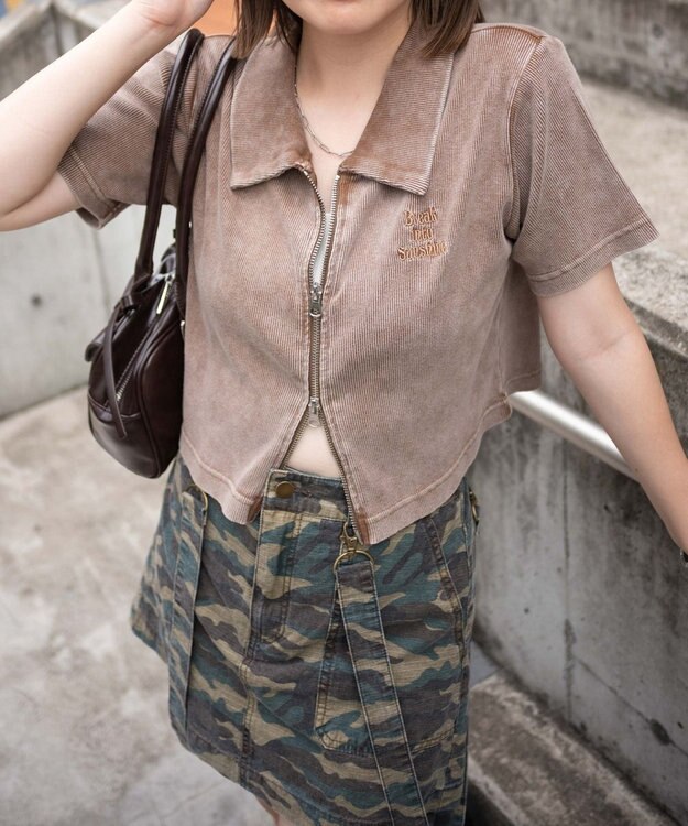 WEGO ダブルジップトップス ブラウン