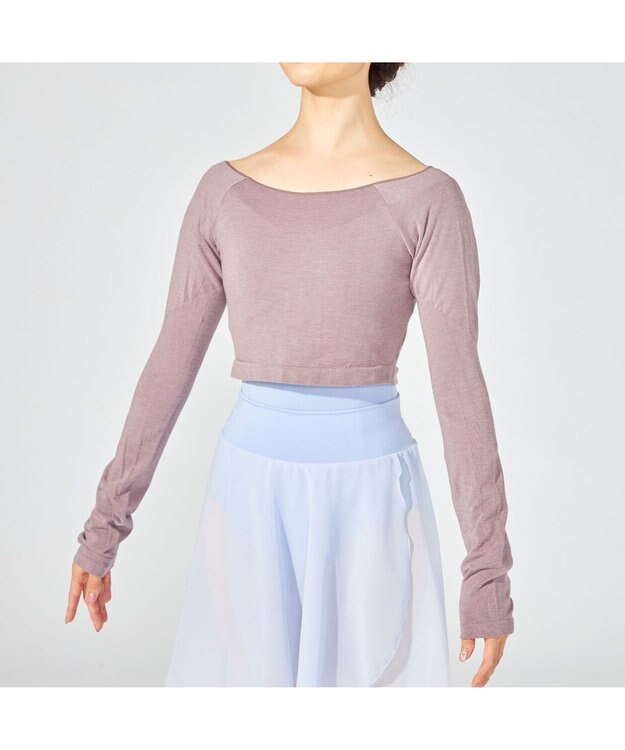 Chacott ラウンドネック・ショートトップ (サーモギア(R)糸使用） グレイッシュライラック