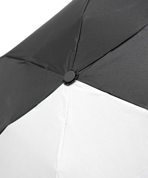 +RING UNISEX プラスリング 晴雨兼用 簡単開閉式折傘  BLK×GRY T1338 黒