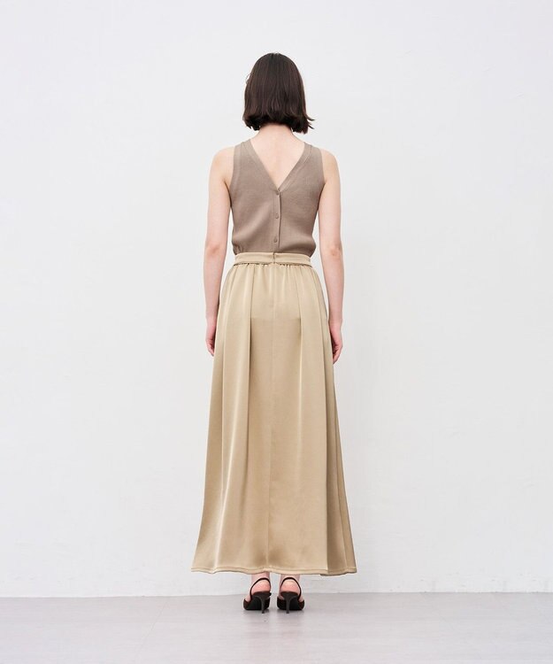 uncrave シャイニーダブルサテン フレアスカート ゴールドベージュ
