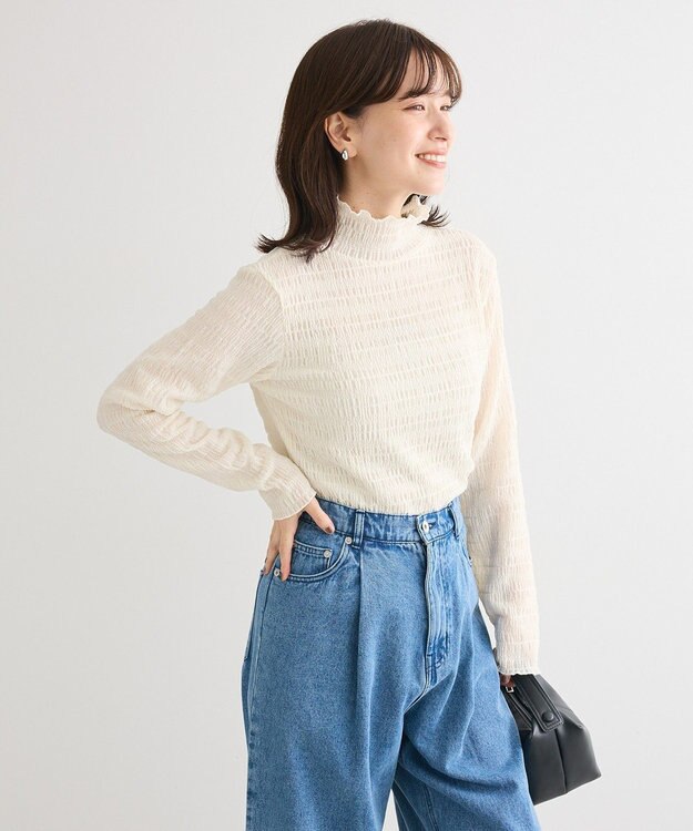 Green Parks ・Ｐｅｔｉｔ　Ｆｌｅｕｒ　ジャガードハイネックロンＴ Off White