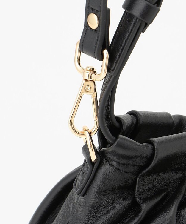 LA BAGAGERIE シープレザー　ギャザーミニバッグ ブラック