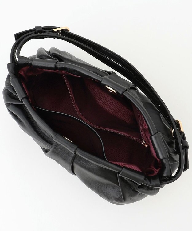 LA BAGAGERIE シープレザー　ギャザーミニバッグ ブラック