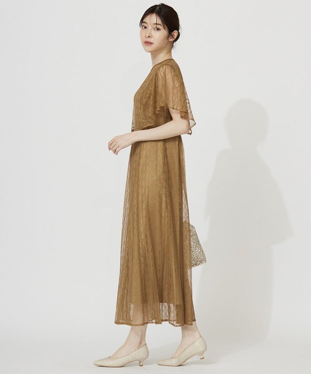 ANY SIS 【洗える】ストライプレーシー ドレス マスタード