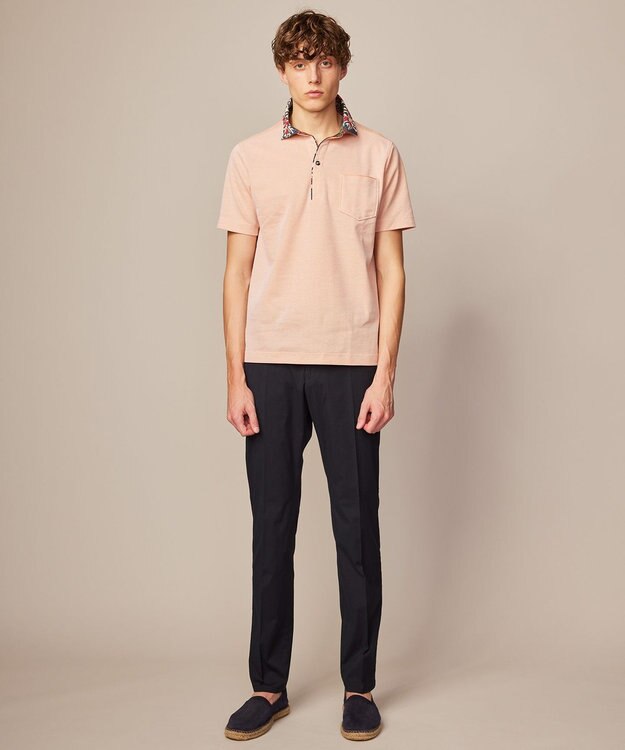 JOSEPH ABBOUD 【ウエストも伸びる/Eco撥水】オーガニックマイクロピケストレッチ パンツ ネイビー系