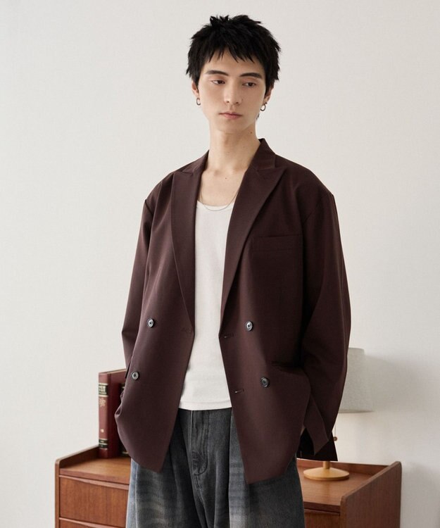 WEGO TRダブルブレストテーラードジャケット ブラウン