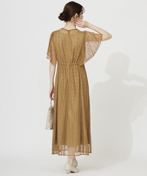 ANY SIS 【洗える】ストライプレーシー ドレス マスタード