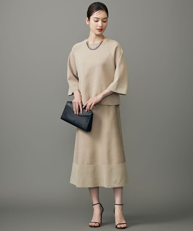 自由区 S モールブロッキングニット スカート モカ