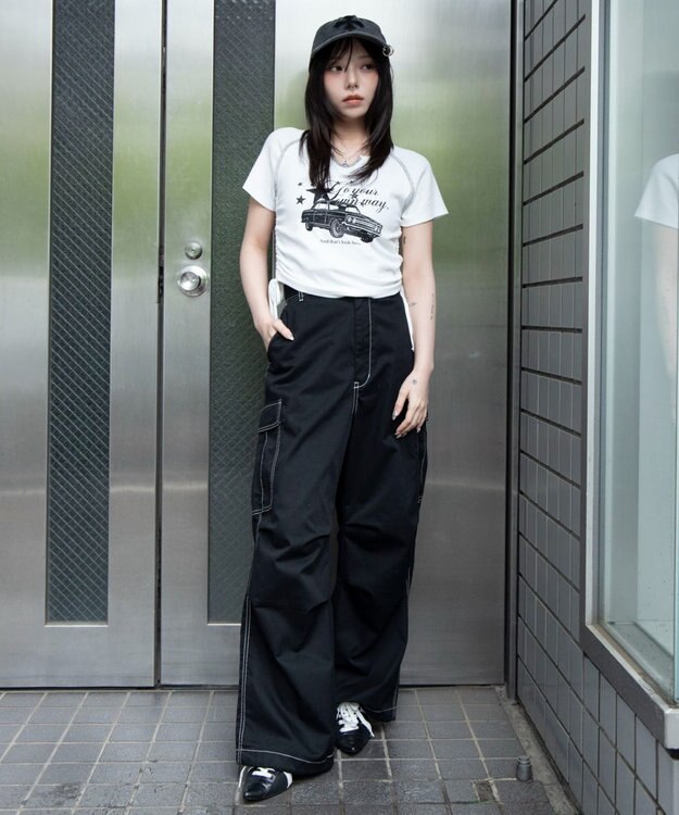 WEGO キーネックサイドレースアップちびT 柄8