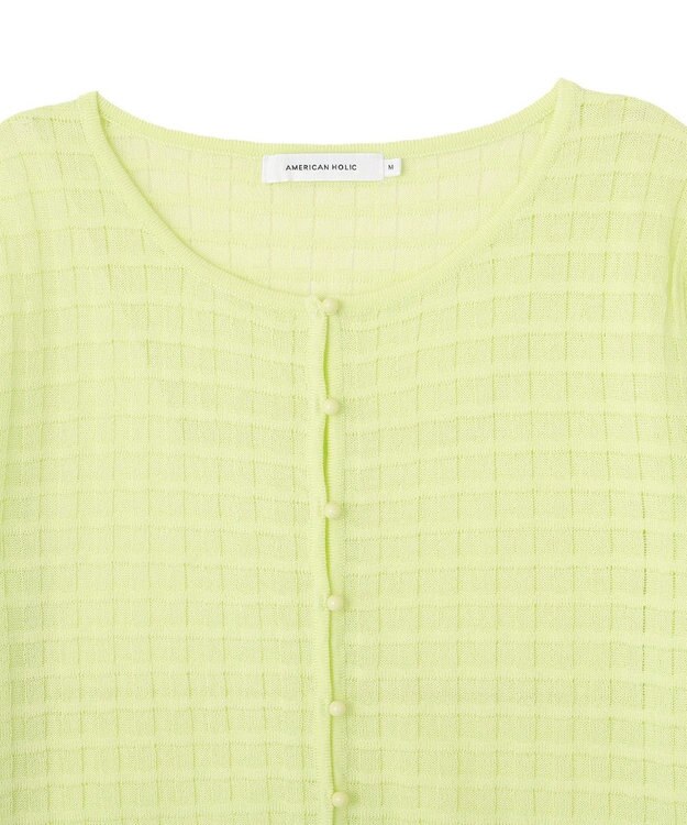 AMERICAN HOLIC シアーチェックカーディガン Lime Green