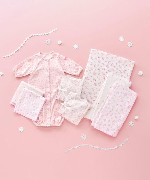 MIKI HOUSE HOT BISCUITS 出産準備セット 通年用(総柄) ピンク