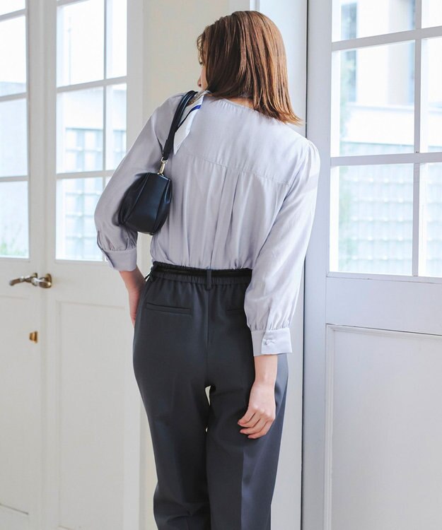 Tiaclasse 【洗える】シアーピンタックブラウス グレー