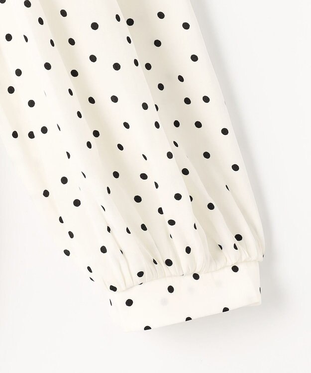 ANY 【洗濯機可・UVケア・接触冷感】フリルネックブラウス オフベースドット