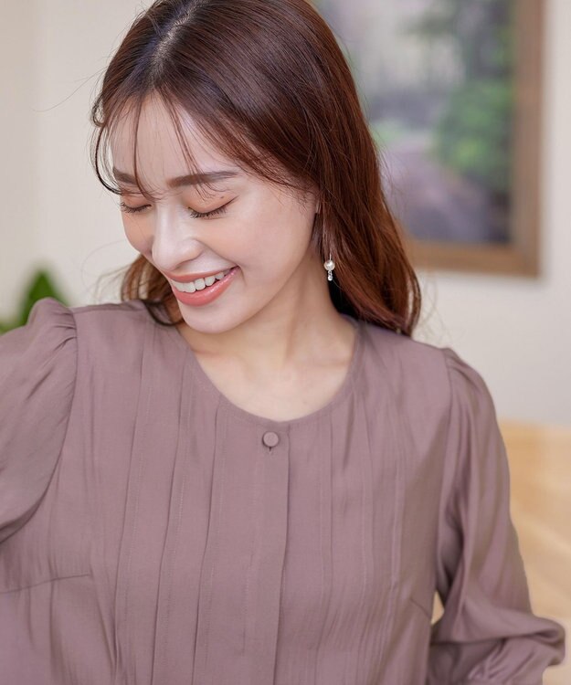 Tiaclasse 【洗える】シアーピンタックブラウス ピンク