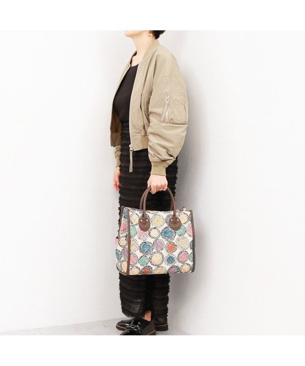 UNBILLION カシュカシュ cachecache / ジャガードキルティングスクエアトートバッグM アイボリーミックス