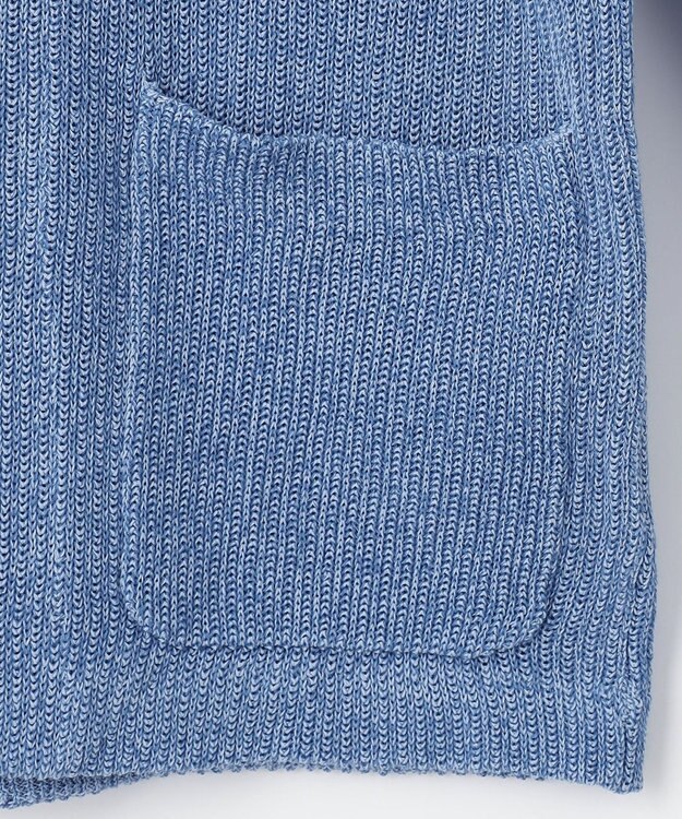 JOSEPH ABBOUD 【洗える】ストローヤーン ニット ジャケット サックスブルー系