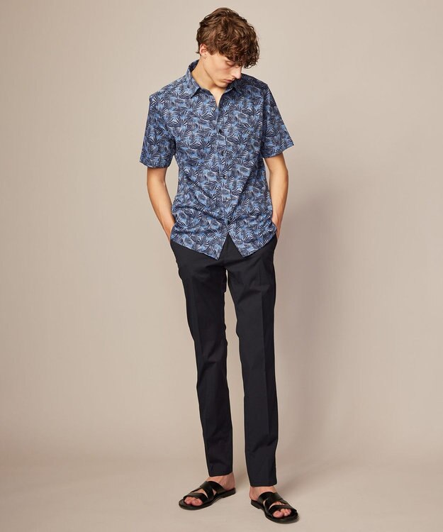 JOSEPH ABBOUD 【ウエストも伸びる/Eco撥水】オーガニックマイクロピケストレッチ パンツ ネイビー系