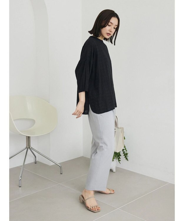 Green Parks 接触冷感　きれいシルエットパンツ（テーパード） Light Gray Mixture