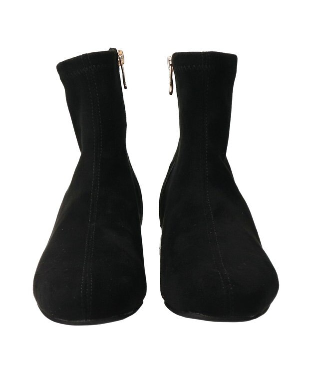 Bridget Birkin 【Bridget Birkin】パールチェーンヒールストレッチショートブーツ ブラックスウェード