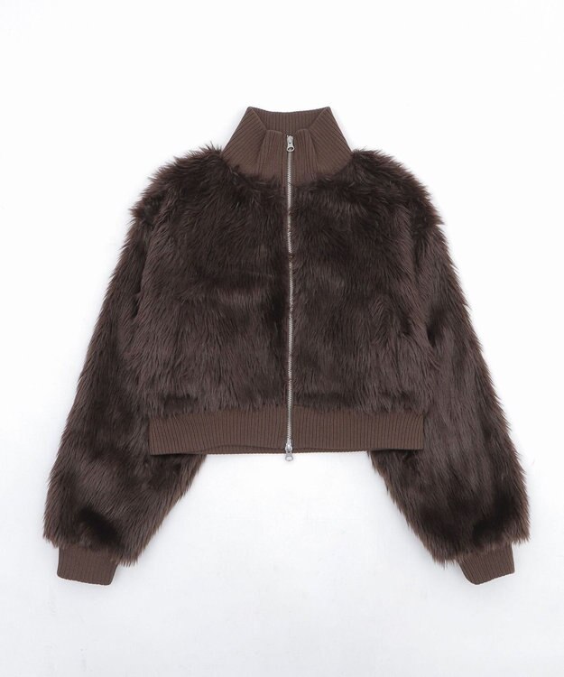 WEGO 【25年秋冬新作】フェイクファーショートブルゾン ダークブラウン