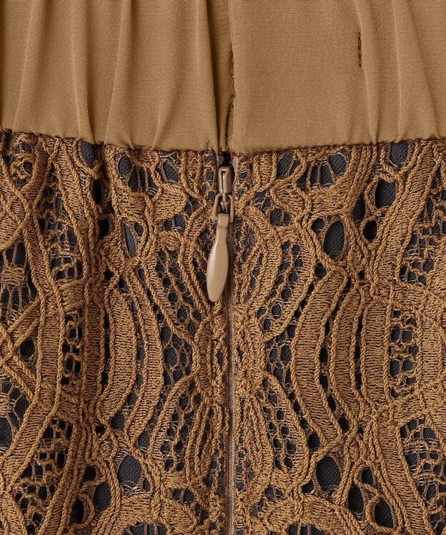 自由区 S 【SHIHOさん着用】バイカラーレース スカート キャメル×グレー