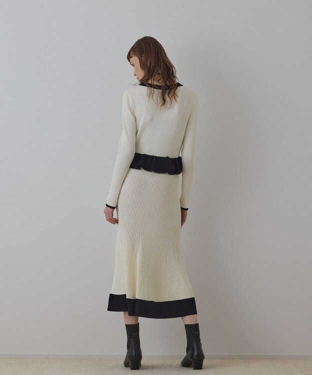 GRACE CONTINENTAL バイカラーニットワンピース ホワイト