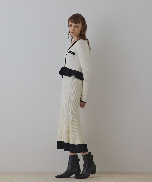 GRACE CONTINENTAL バイカラーニットワンピース ホワイト
