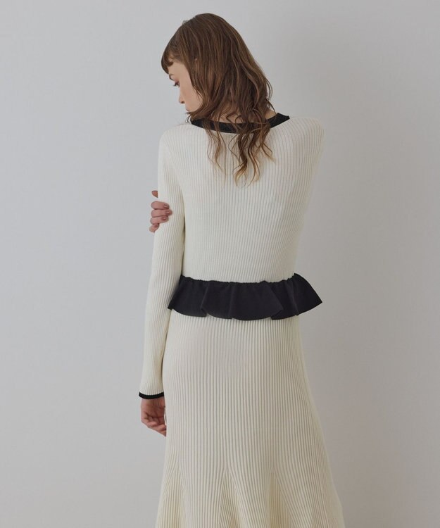 GRACE CONTINENTAL バイカラーニットワンピース ホワイト