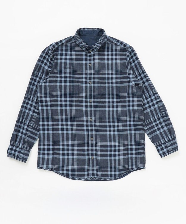 JOSEPH ABBOUD 【キングサイズ】リバーシブルチェック シャツ ネイビー系