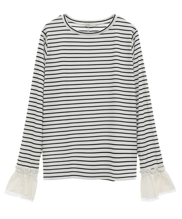 earth music&ecology フリルスリーブリブプルオーバー Border