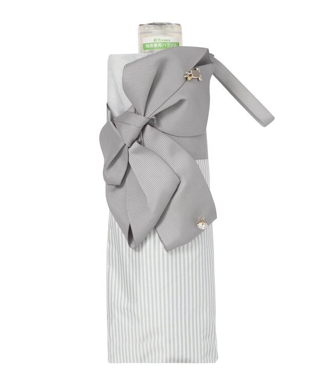 MOONBAT 【ランバン オン ブルー（LANVIN en Bleu）】晴雨兼用日傘 　折りたたみ傘　ビジューリボン ライトグレー