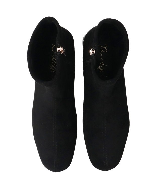 Bridget Birkin 【Bridget Birkin】パールチェーンヒールストレッチショートブーツ ブラックスウェード