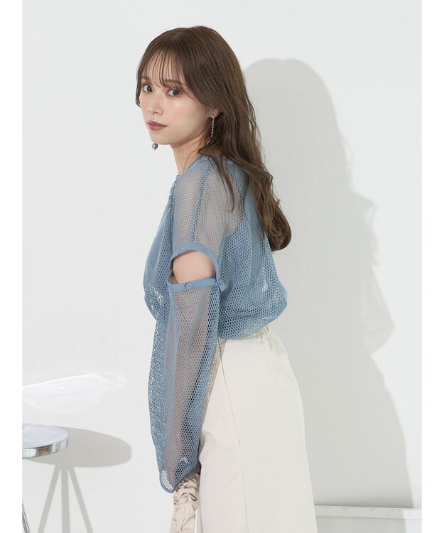 earth music&ecology ＳＥＴ２点メッシュプルオーバー＋タンクトップ Ivory