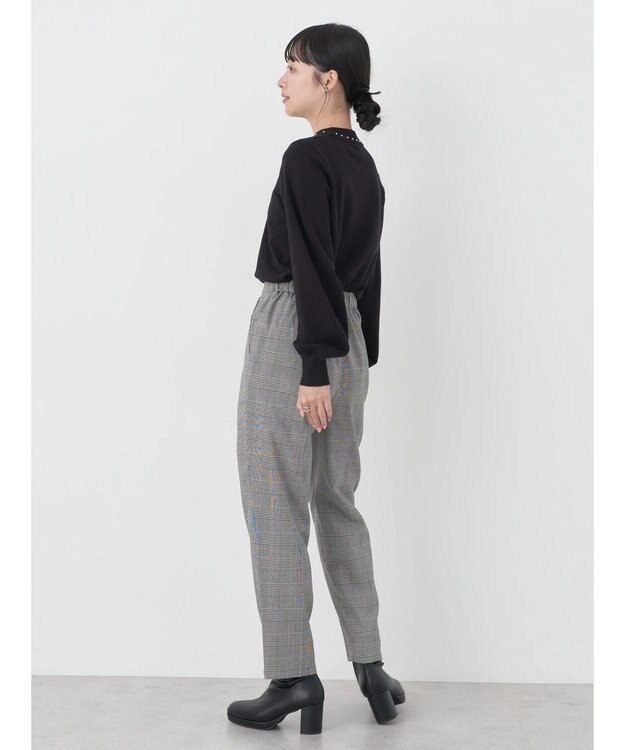 earth music&ecology 裏起毛テーパードパンツ Glen Check