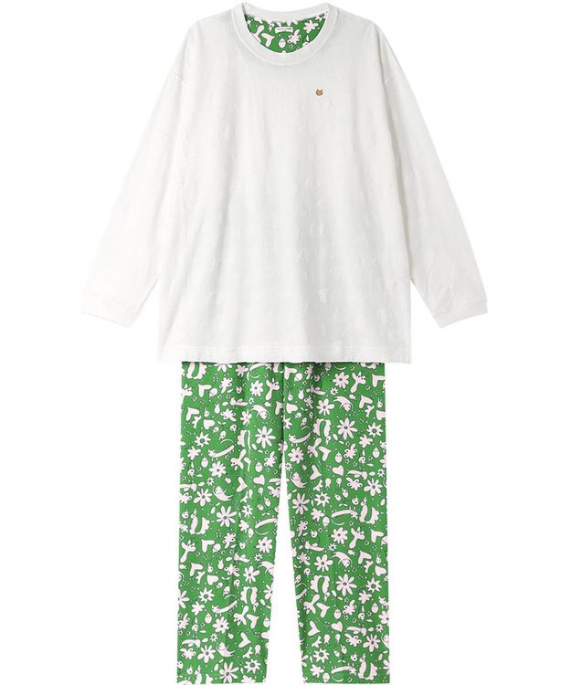 tsumori chisato SLEEP ツモリチサト パジャマ 長袖 長ズボン 綿100%(トップス) 綿混(ボトムス) UDX539 /ワコール グリーン