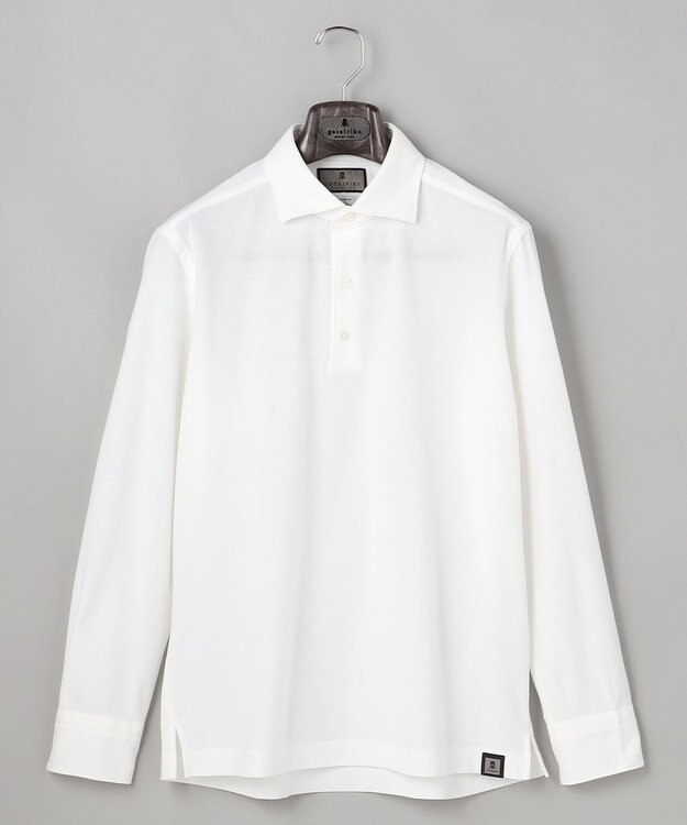 GOTAIRIKU あのBIZポロが 長袖に【仕事で着られる】キレイめ 鹿の子 ビズポロシャツ_ロング ホワイト系