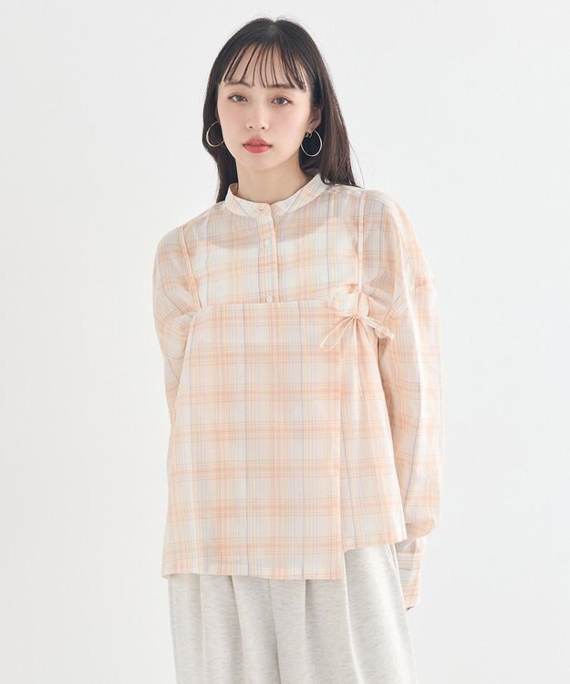 earth music&ecology 【予約】【綿100％】SET2点エプロンライクビスチェ＋シャツ オレンジ