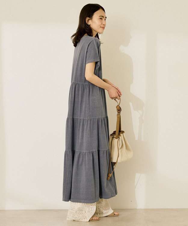 AMERICAN HOLIC 【選べる丈】加工ティアードワンピース Navy