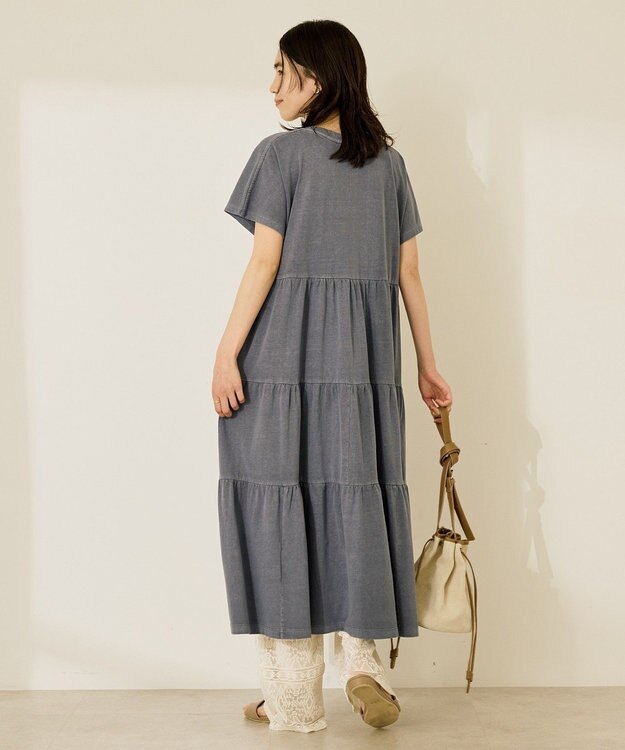 AMERICAN HOLIC 【選べる丈】加工ティアードワンピース Navy