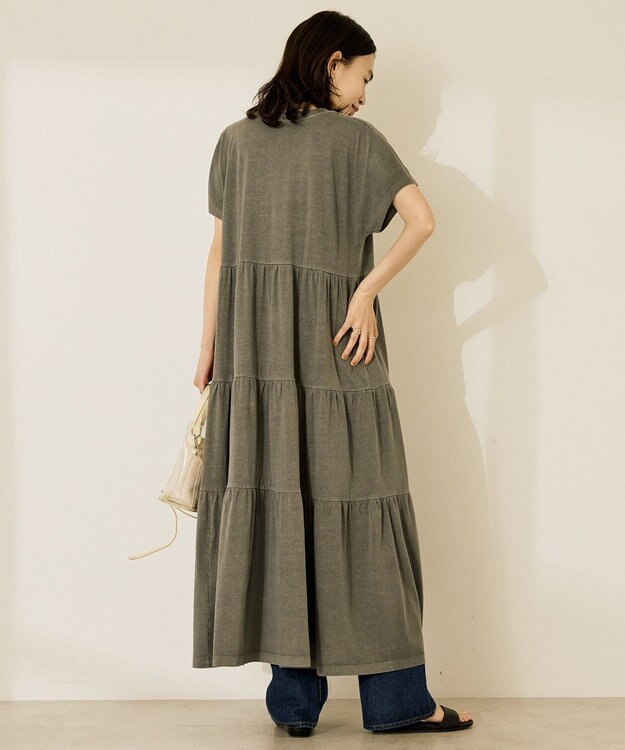 AMERICAN HOLIC 【選べる丈】加工ティアードワンピース Charcoal Gray