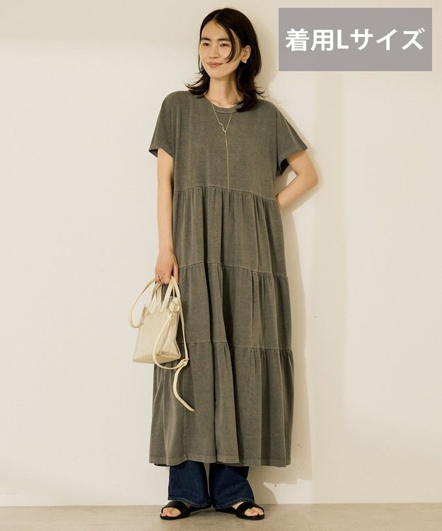 AMERICAN HOLIC 【選べる丈】加工ティアードワンピース Charcoal Gray