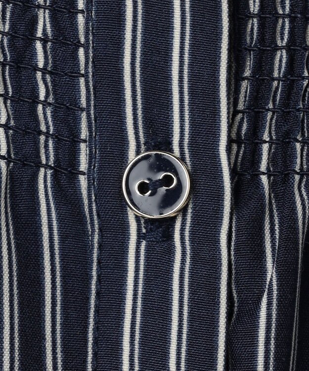 ANY SIS フロントボタンシャーリング ワンピース ネイビーストライプ