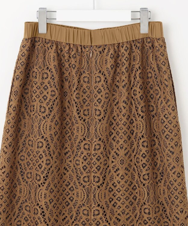 自由区 S 【SHIHOさん着用】バイカラーレース スカート キャメル×グレー